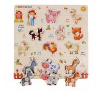 MotiveTech Children Shape Puzzle Wooden Shape Sorting Board Toddler Puzzle Matching Board bright pictures guide piece placement for, Farm Animal Theme, Agricultural Setting