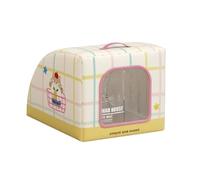 MotiveTech Cooling Shelter Pet House Cabin Shelter, M 51 40 35cm, Oxford Cloth Printed Yellow Plaid Small Cat Semi-circular Air-conditioned Ice House