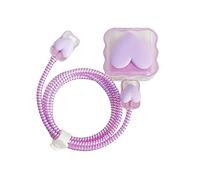 MotiveTech Cover for Charging Cable, Fast Charger Protector, Plug Adapter 1, 3D, for Mobile Phone, Love Purple