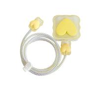 MotiveTech Cover for Charging Cable, Fast Charger Protector, Plug Adapter 1, 3D, for Mobile Phone, Love Yellow
