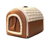 MotiveTech Covered Pet Bed with Curtain Doorway Thick Padded Hooded Pet Bed with Carry Handle Dry for Winter Use, Bedrooms, L
