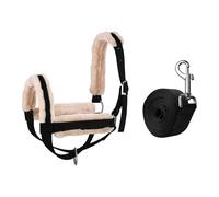 MotiveTech Cow Halter with Rope, Essential Barn Accessory, Daily Training, Adjustable Halter for Calves, Sheep, Bulls And Donkeys, Black L