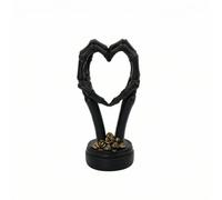 MotiveTech Cranium Gothic Hands Shaping a Heart Statue Spooky Skeleton Heart Figurine Detailed for Bookshelf, Black