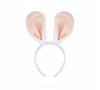 MotiveTech Cuddly Animal Headband Ears Headband Korean Style Hare Ear Hairband Lightweight Easter Bunny Ears for Festivals, Cosplay, White Blush, Soft Ears