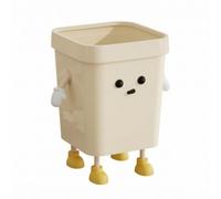 MotiveTech Cute Square Wastebasket, Large 16L Standing Pose, Cream White, Square Trash Can, Standing Pose, 16L Capacity
