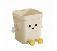 MotiveTech Cute Square Wastebasket, Medium 12L Sitting Pose, Cream White, Square Trash Can, Sitting Pose, 12L Capacity
