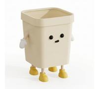 MotiveTech Cute Square Wastebasket, Medium 12L Standing Pose, Cream White, Square Trash Can, Standing Pose, 12L Capacity