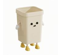 MotiveTech Cute Square Wastebasket, Small 7L Standing Pose, Cream White, Square Trash Can, Standing Pose, 7L Capacity