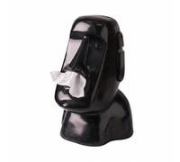 MotiveTech Decorative Tissue Holder Easter Island Sculpture Tissue Dispenser Resin Vinyl Napkin Case Artistic Design Quirky Gift Suitable for Bedroom Living Room, Black