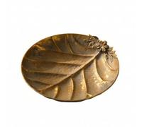 MotiveTech Decorative Tray with Leaf Design Antique Gold Decorative Tray with Leaf Pattern Finish Serving Dish for Home Stylists, Hosts, Living Room