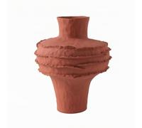 MotiveTech Decorative Vase Artisanal Vase with Pinched Rim Textured for Clean Design Advocates, Entryway Table, Model Home, Brick Red, 34 33 H40cm