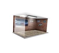 MotiveTech Die-cast Garage Display Case in 1/18 Scale, Acrylic with Lights, Display Stand, Parking Lot Scene, Vehicle Garage Display Case, Red Bricks