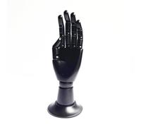 MotiveTech Display Mannequin Wooden Hand Model Hand Stand Hand Figure With Poseable Joints And Clean Profile Round Base Suitable for shop , Black Left Hand