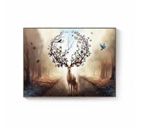 MotiveTech Distribution Panel Cover Electric Electrical Panel - Concealer Canvas Frame Nature Pattern Decor Suitable for, 60 50cm Covers 48 40cm, B - Mother and Child Deer