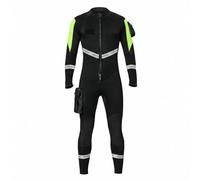 MotiveTech Diving Suit Full Body Wetsuit Jumpsuit Gear With Bright Contrast Panels And Easy On Off Zippers In Neoprene For Warmth Retention Suitable for, Black And Green, M