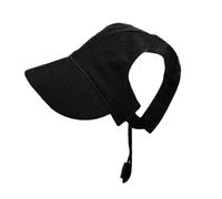 MotiveTech Dog Baseball Cap, Puppy Hat, Canvas, Fashionable, Comfortable, Adjustable, with Ear Holes, Summer Beach Visor, Black, XS