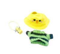 MotiveTech Doll Clothes with Small Water Bottle Decor Outfits Set Comfortable Fancy Dress Mini Knitted Striped Sweater Miniature Hat, Yellow Hat