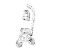 MotiveTech Dollhouse Birdcage 1/12 Scale Dollhouse Accessories White Gift for Enthusiasts Bird Cage Floor Stand Doll House Decoration