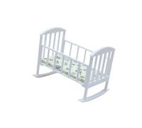 MotiveTech Dollhouse Cradle Miniature Crib Doll Bed Bed Toy in 1 12 Scale with Mattress for Dollhouse And As A Gift for Children, White