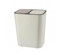 MotiveTech Double-Bin Trash Can Compact Double-Lid Trash Can Home Organizer Organizer for Kitchen, Living Room, Off-white