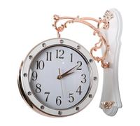 MotiveTech Double-sided Wall Clock, Noiseless, Silent Clock, Battery Operated, Home Decoration, Timepiece, Hanging Clock for Party, Living Room, Wedding, White