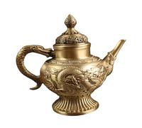 MotiveTech Dragon Teapot Figurine Traditional Chinese Antique Style Teapot Sculpture Brass Tabletop Ornament for Collectors, Tea Room, Study, Office