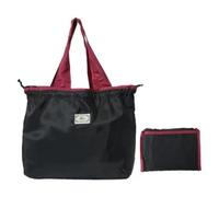 MotiveTech Drawstring Storage Pouch Reusable Tote Bag Foldable Shopping Bag Carry Bag Shoulder Strap Design With Drawstring Secured Opening suitable for groceries school office travel, Array, Black