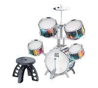 MotiveTech Drum Set for Kids Featuring Stool And Drumsticks for Rhythm Play at Concerts, Silver Edge