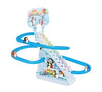 MotiveTech Electric Penguin Climbing Toy, LED Flashing Lights, Fun to Play, Little Penguin Slide Playset, Penguin Stair Climbing Toy for Boys, Kids, 3 Penguin