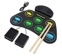 MotiveTech Electronic Drum Pad with Pedals Compact Electronic Tabletop Drum Space-Saving-Saving for Students, Small Areas, English Version