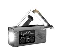 MotiveTech Emergency Radio Hand Crank with Headphone Jack Solar Power Compact Flashlight Weather Radio for Survival Outdoor Home Camping, gray