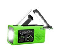 MotiveTech Emergency Radio Hand Crank with Headphone Jack Solar Power Compact Flashlight Weather Radio for Survival Outdoor Home Camping, Green