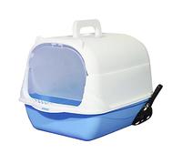 MotiveTech Enclosed Cat Toilet with Lid for Kittens, Removable Litter Tray, Blue