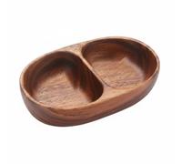 MotiveTech Five Compartment Tray Acacia Wood Serving Platter Organizer Wooden Bowl Rustic Grain Pattern Smooth Edges Portable Multifunction for Candy Suitable, Small Two-Grid