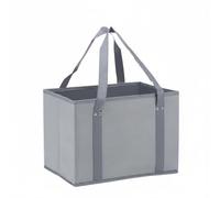 MotiveTech Foldable Shopping Basket Large Capacity Nonwoven Tote Basket Sturdy Handles Household Storage, Gray, 37 26 26cm