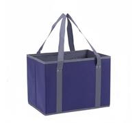MotiveTech Foldable Shopping Basket Large Capacity Nonwoven Tote Basket Sturdy Handles Household Storage, Navy Blue, 37 26 26cm