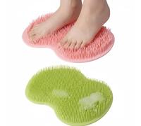 MotiveTech Foot Scrubber Mat Foot Cleaner Foot Brush Shower Mat Bath Mat with Hanging Hole and Non Slip Suction Cups for Deep Cleansing and Exfoliating Massage, Pinkgrass Green