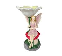MotiveTech Freestanding Bird Feeder with Pedestal Outdoor Pedestal Bird Bath with Decorative Figure Easy to Place Garden Decor for Lawn, Fairy