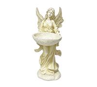 MotiveTech Freestanding Bird Feeder with Pedestal Outdoor Pedestal Bird Bath with Decorative Figure Easy to Place Garden Decor for Lawn, Angel