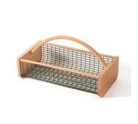 MotiveTech Fruit Basket with Wooden Handle Shallow Wire Basket with Wooden Handle Multipurpose for Pantry, Large