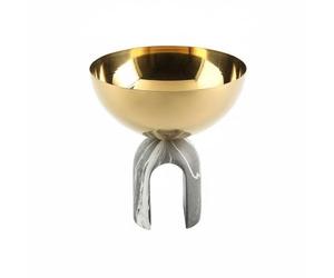 MotiveTech Fruit Illuminated Bowl Luxury Marble Stand Artistic Design Imitation Granite Fruit Holder for Entryway, Round