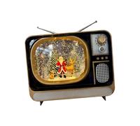 MotiveTech Glowing Christmas Music Box with LED Night Light, TV Design, 20.5 X 8 X 16.5 Cm, Christmas Lantern, Centerpiece for Mantel Or Shelf, small santa deer