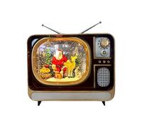 MotiveTech Glowing Christmas Music Box with LED Night Light, TV Design, 20.5 X 8 X 16.5 Cm, Christmas Lantern, Centerpiece for Mantel Or Shelf, large santa deer