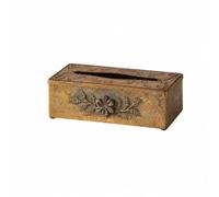 MotiveTech Gold-Toned Iron Tissue Box with Removable Top Decorative Metal Tissue Box Cover Distressed Metal-Look for Bedroom, Reception Area