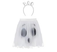 MotiveTech Halloween Headband with Skirt Hairband for Stage Performance, White