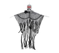 MotiveTech Halloween Skeleton Hanging Decoration with Lights And Torn Dress Suitable for Venues And Themes, Gray
