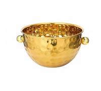 MotiveTech Hammered Stainless Steel Bowl, Rust Resistant Metal Bowl with Mirror Finish Interior, Ice Bucket for Hotel & Home, Versatile for Salad Chilled Fruits Ice or Mixing Batter, Gold, 24CM