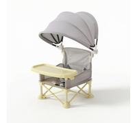 MotiveTech High Chair with Space Saving Tray Foldable High Chair Stable Furniture for Dining Room, Kitchen, Array, Gray, High Carbon Steel Frame with Sunshade