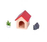 MotiveTech Industrial Habitat Dollhouse Miniature Wooden Pet House Dog Shelter Tiny Accessory Realistic Scene Decor Charm Focus Suitable for Hobby Projects Pet Displays Indoor Collectibles, Gray