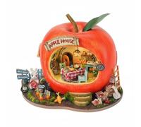 MotiveTech Industrial Scene Fruit Miniature Model Kit DIY Miniature House Set Craft Building Kit Dollhouse Decor textile build with LED ambiance suitable for, Rabbit Apple